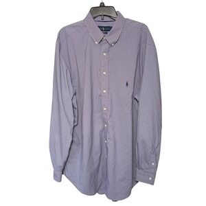 Ralph‎ Lauren Performance Button Up Men's Shirt Size 2XLT Purple Check Preppy